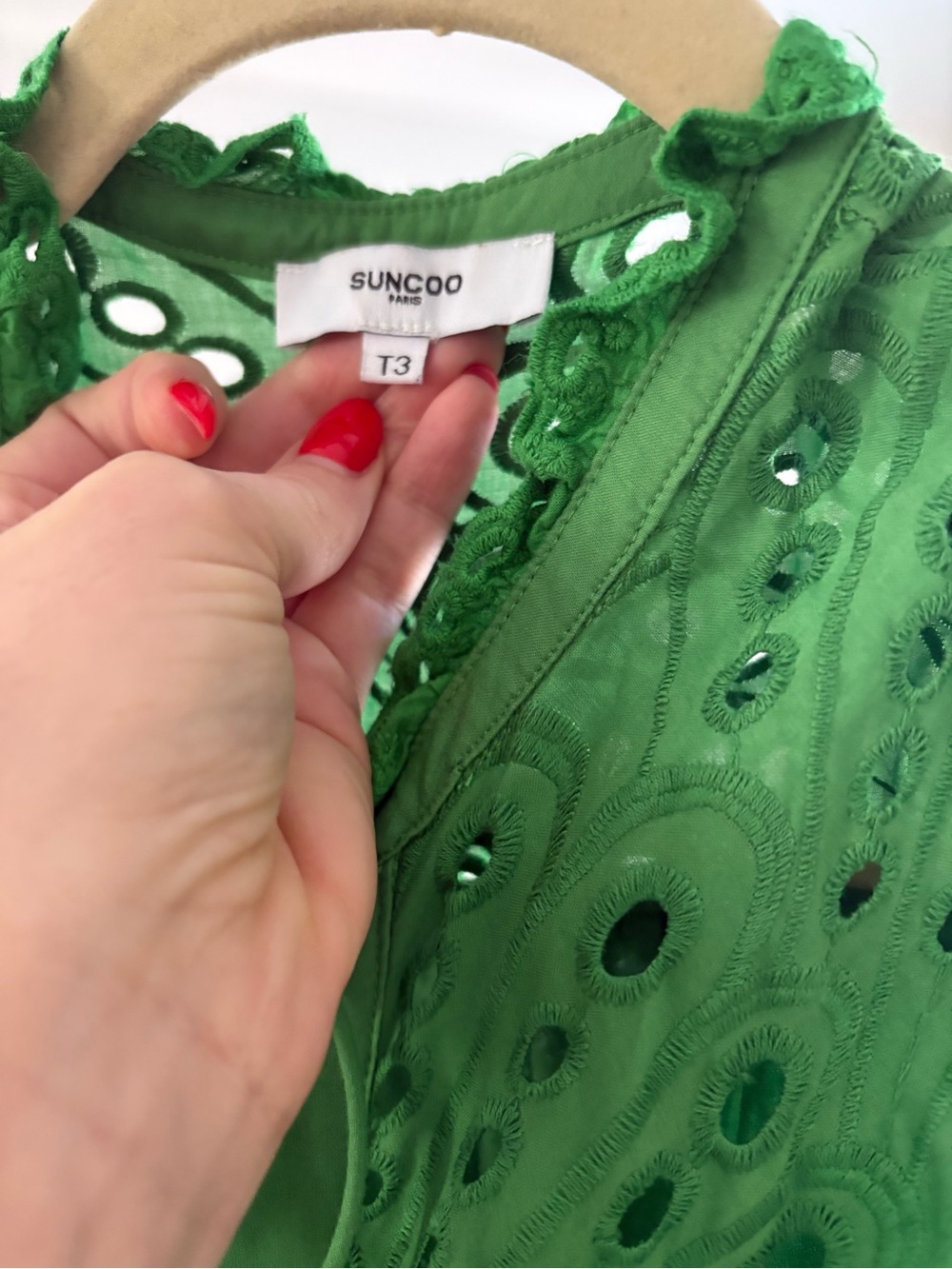 Summer Green Eyelet Tie-Waist Midi Dress - Picture 6 of 6
